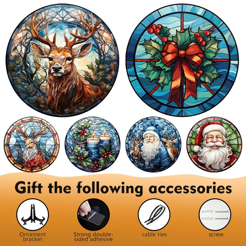 

Christmas Round Metal Aluminum Sign Art Painting Decorative Plates Entrance Decor Gift Mask Theme Bar Club Home Room Wall Decor
