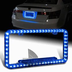Universal Blue Color 54LEDS Illuminated 12V DC Acrylic U.S. Standard Car Truck License Plate Frame Flashing Light