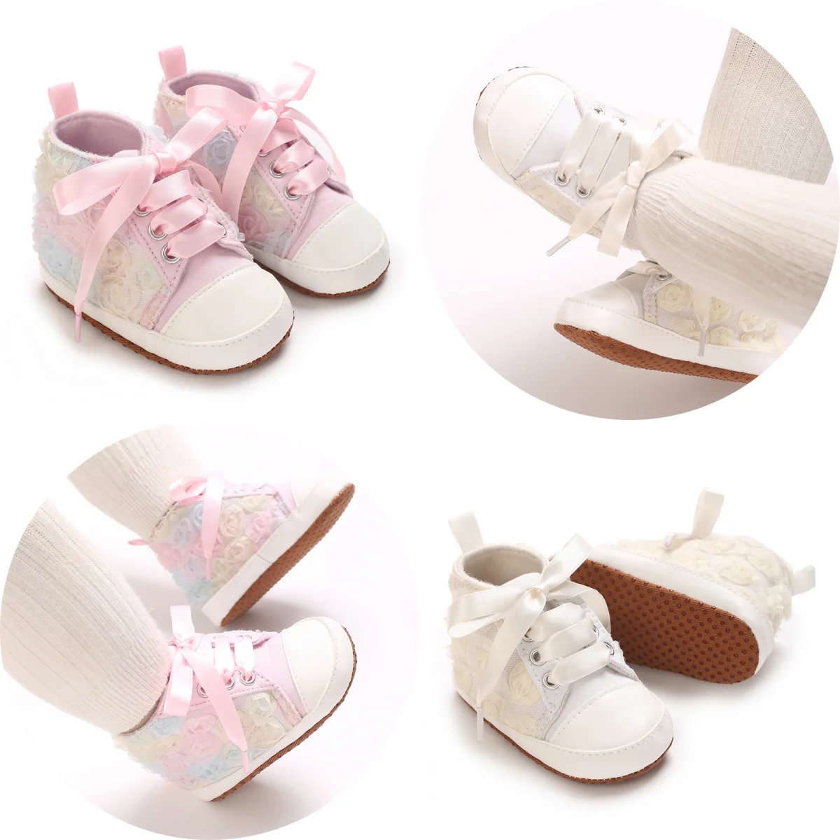 Soft Cotton Lace Flower Baby Girl Princess Shoes 2025 Newborn Moccasins Shoes Cotton Sole Prewalker Anti slip Toddler Step