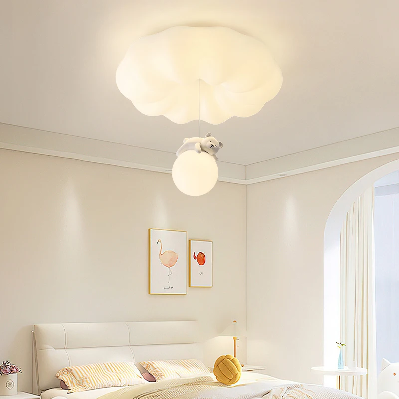 Imagem -04 - Lâmpada de Teto Creme Urso Iluminação Moderna Lâmpadas Criativas e Simples Sala e Quarto Luminária Decoração 2024