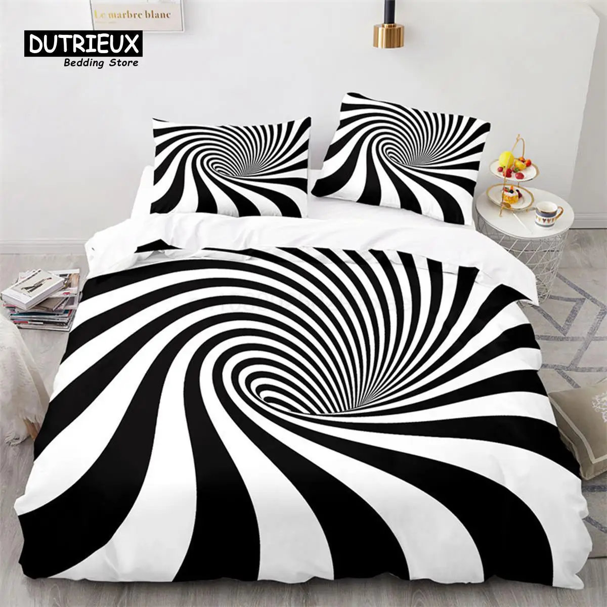 

Abstract Geometric Duvet Cover Psychedelic Spiral Swirl Bedding Set 3D Tunnel Comforter Cover Twin Queen For Kids Adults Decor