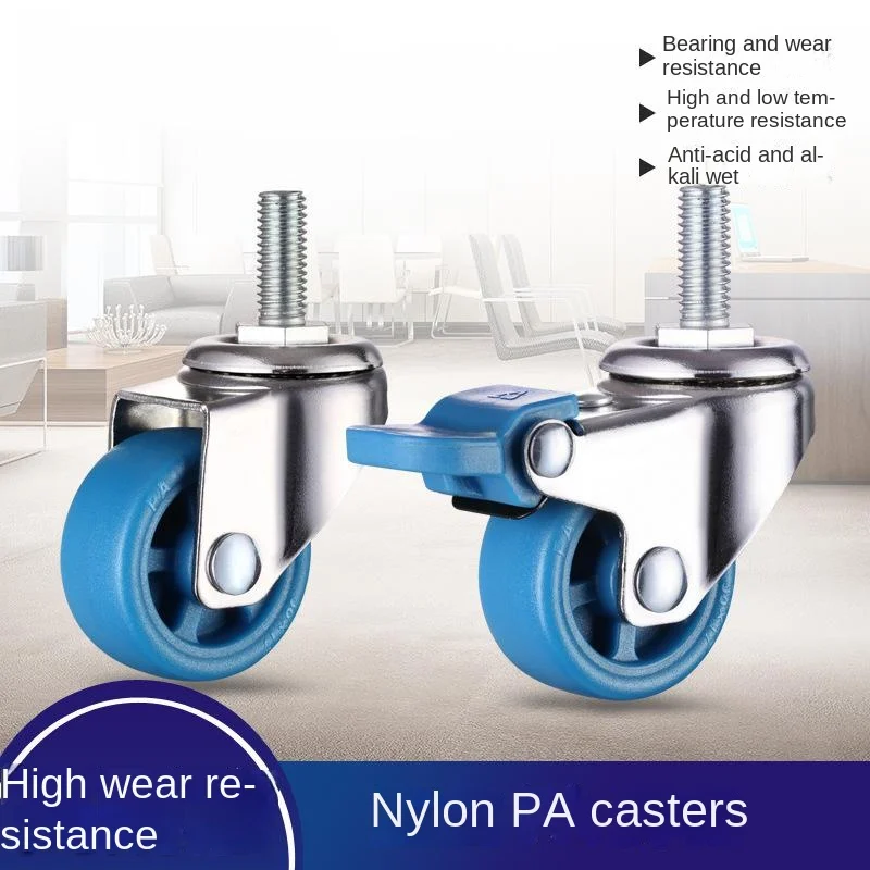 

4 Pcs 1 inch & 1.25 inch Mini Nylon M6 Rod Universal Casters - High/low Temperature & Acid/alkali Resistant Steering Wheels