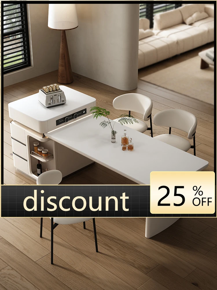 

LMM retractable rock slab cream wind guide table household light luxury plus sink table