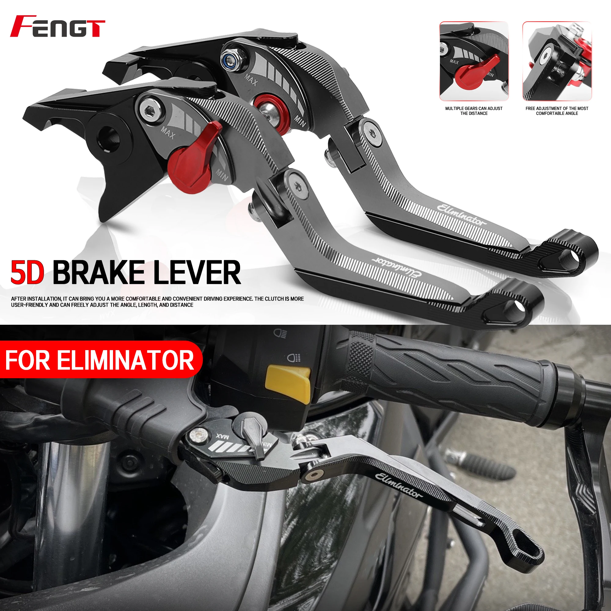 NEW 5D Brake Lever For Kawasaki Eliminator 450/400 Eliminator 500 Extendable Brake Levers Handle Clutch Lever Eliminator500