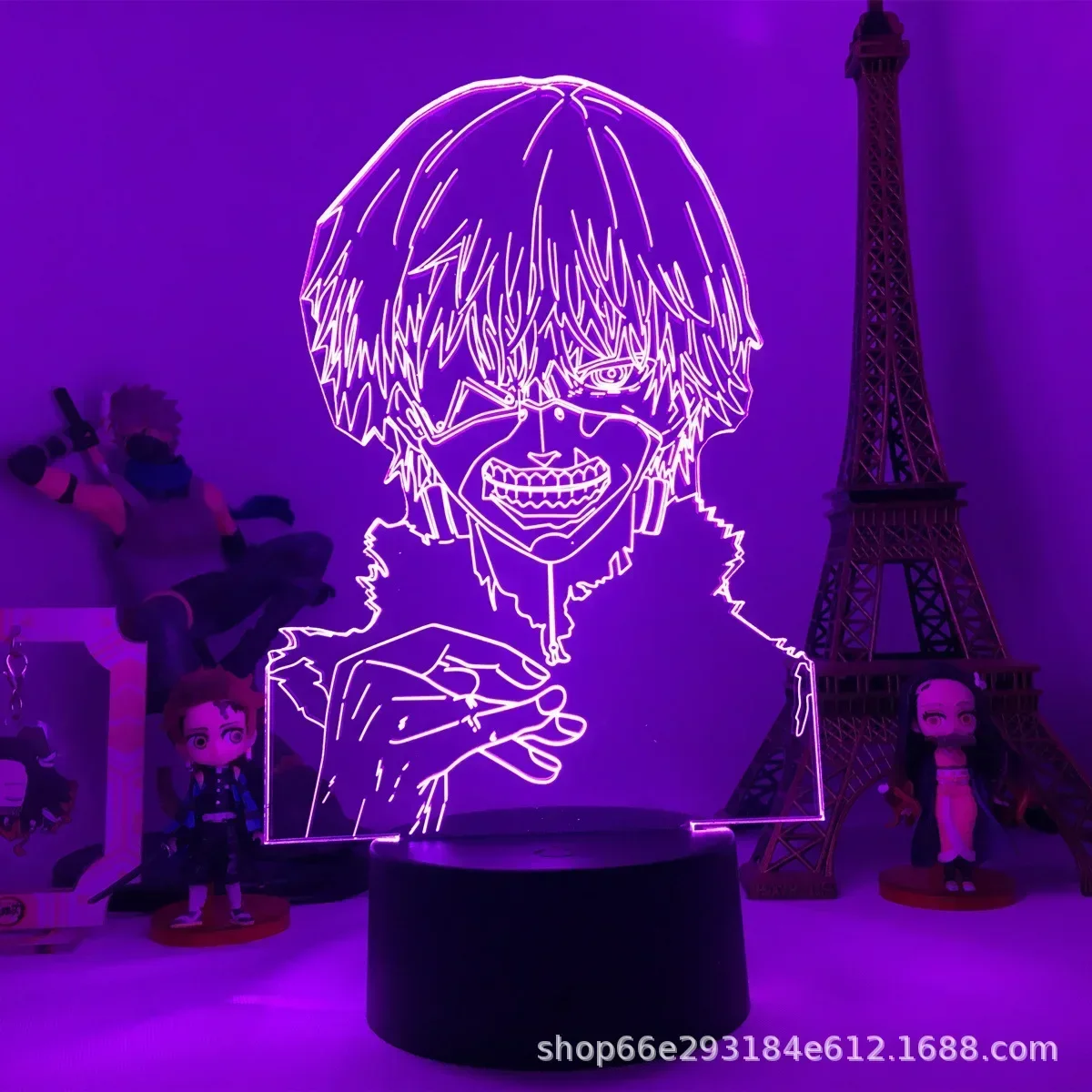 Tokyo Ghoul Ken Kaneki 3D LED Night Light, Anime Lâmpada para decoração do quarto, Nightlight, Birthday Gift, Acrílico, Brinquedos infantis