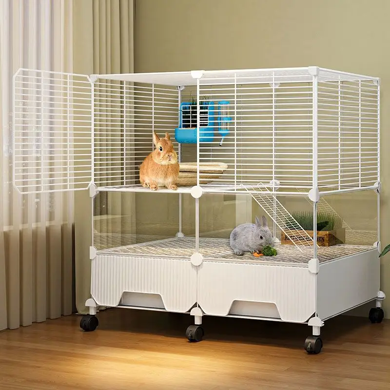 Rabbit cage special pygmy rabbit small pet large rabbit nest house automatic manure cleaning indoor viewing villa