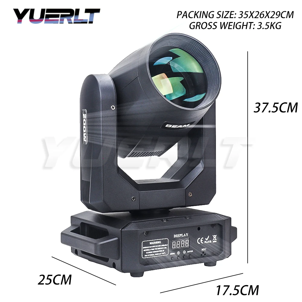 YUERLT LED 200 ワットビームゴボ移動ヘッド舞台照明虹効果ディスコナイトクラブバーパーティー装飾 DMX 音楽ライト