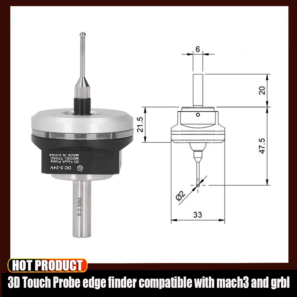 Anti-roll 3d Touch Probe Edge Finder Stylus Probe Alinhamento Desktop Cnc Probe Compatível com Mach3 e Grbl Mais Recente v5 e v6
