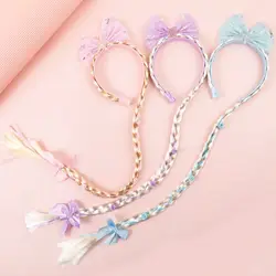 Qiyuan Love Princess Children's Hair Band Headwear Girls' Baby Wig Long Braid Princess Bow Hair Accessories