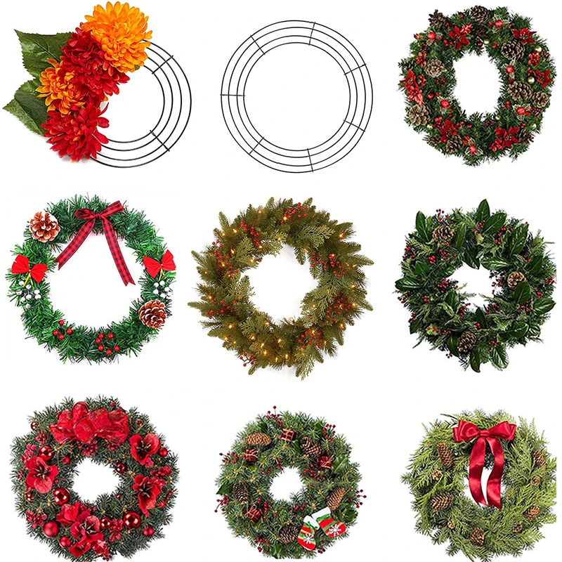 Metal Wire Garland Floral Hoops Heart Wreath Rings Wall Hanging Crafts for DIY Christmas Thanksgiving Wedding Garland Decoration