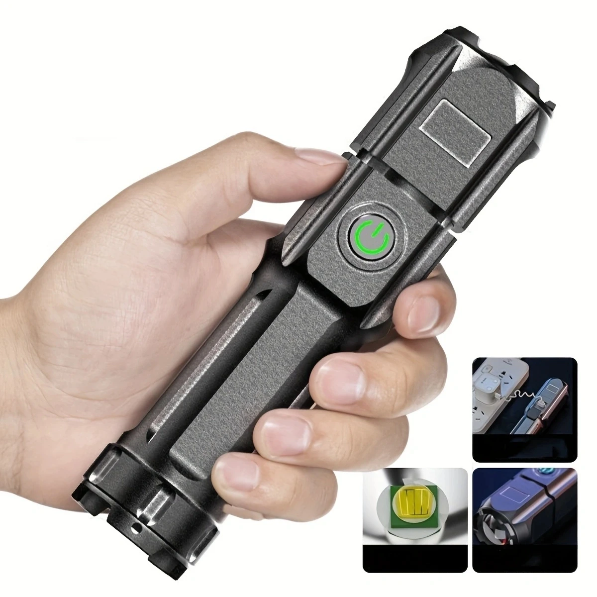 New Product Convenient Charging Long Range ABS Strong Light Focusing Flashlight Outdoor Mini LED Multifunctional Spotlight Pan