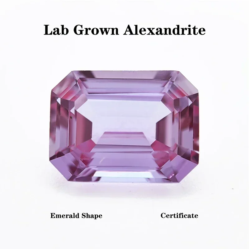 Alexandrite Emerald Shape Change Color Wholesale Lab Grown  Stone Extremely Shiny Quality Charms for DIY Jewelry Making Certifi