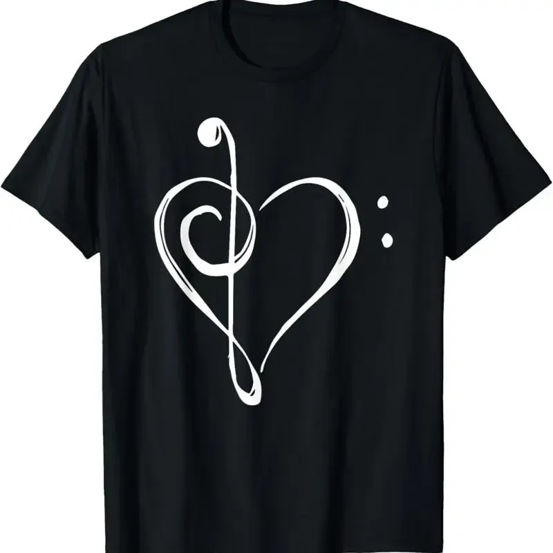 Love Music Treble and Bass Clef Heart T Shirt