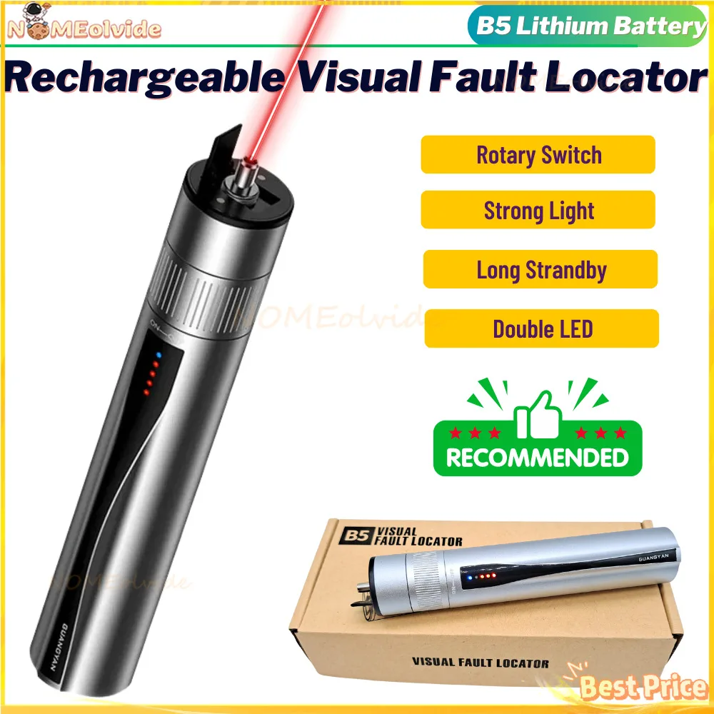 

Visual Fault Locator Rechargeable Fiber Optic Tester Pen FC SC ST Lithium Battery Optical Cable B5 Test Pen VFL Red pen