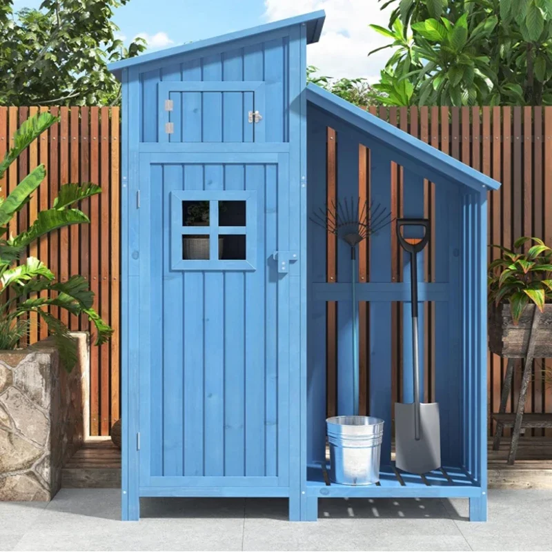 2026 Large Eco-Friendly Wooden Timber Garden Storage Cabinet Waterproof Indoor/Outdoor Home Balcony Patio Tool Equipment Shed Ho