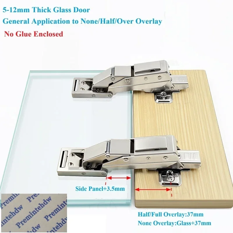 2Pcs Hydraulic Medicine Cabinet Hinge For Frameless Glass Mirror Door Gluing Sticking