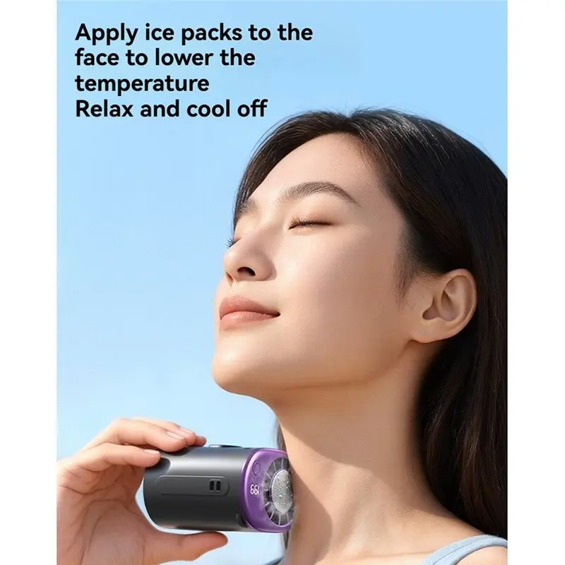 babz-ポータブル-ミニ-ウエストファン。クリップで固定でき、ledディスプレイ付き。自宅、旅行、キャンプでの使用に最適。ピンク。