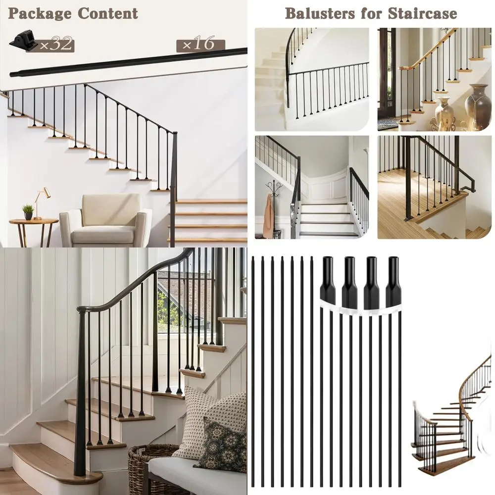 

Набор из 16 кованых балясин для лестниц, 1/2 x 44, полые прямые шпиндели с 32 смешанными поворотными опорами, подходят для перил террасы