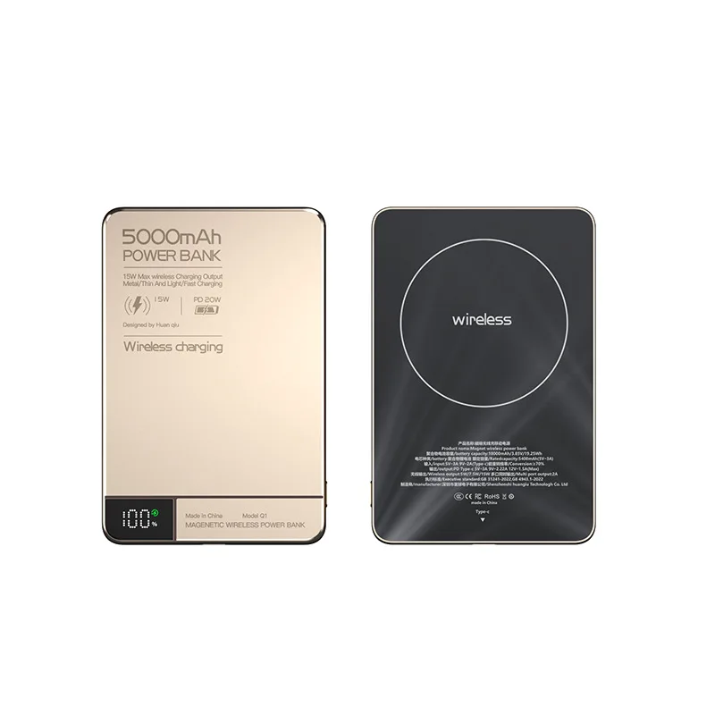 

New 10000 mAh light and thin aluminum alloy with screen display Magsafe magnetic power bank wireless mobile power supply