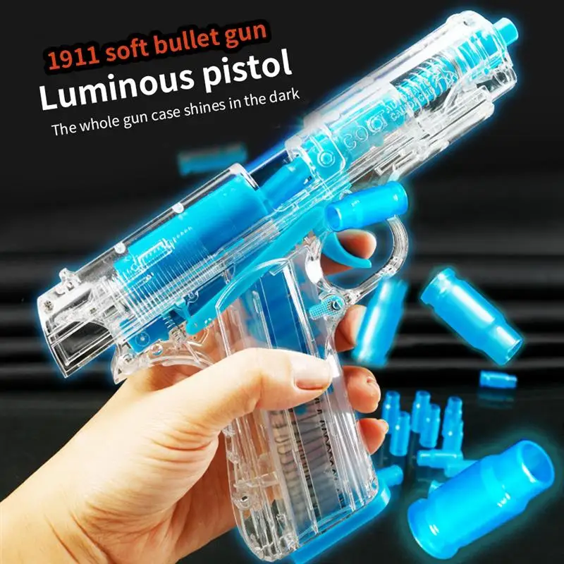 Pistol Soft Bullet Toy Gun Luminous Shell-Throwing Manual Load Pistol Weapon Toy Gun Indoor/Outdoor For Kids Children'S Gift Toy