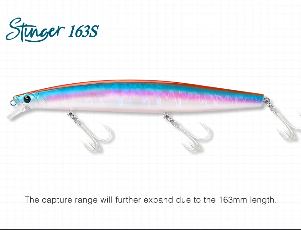 TSURINOYA 163S Ultra Long Casting Sinking Minnow Sea Fishing Lure STINGER 163mm 34.2g Seabass Tuna Saltwater Large Hard Baits