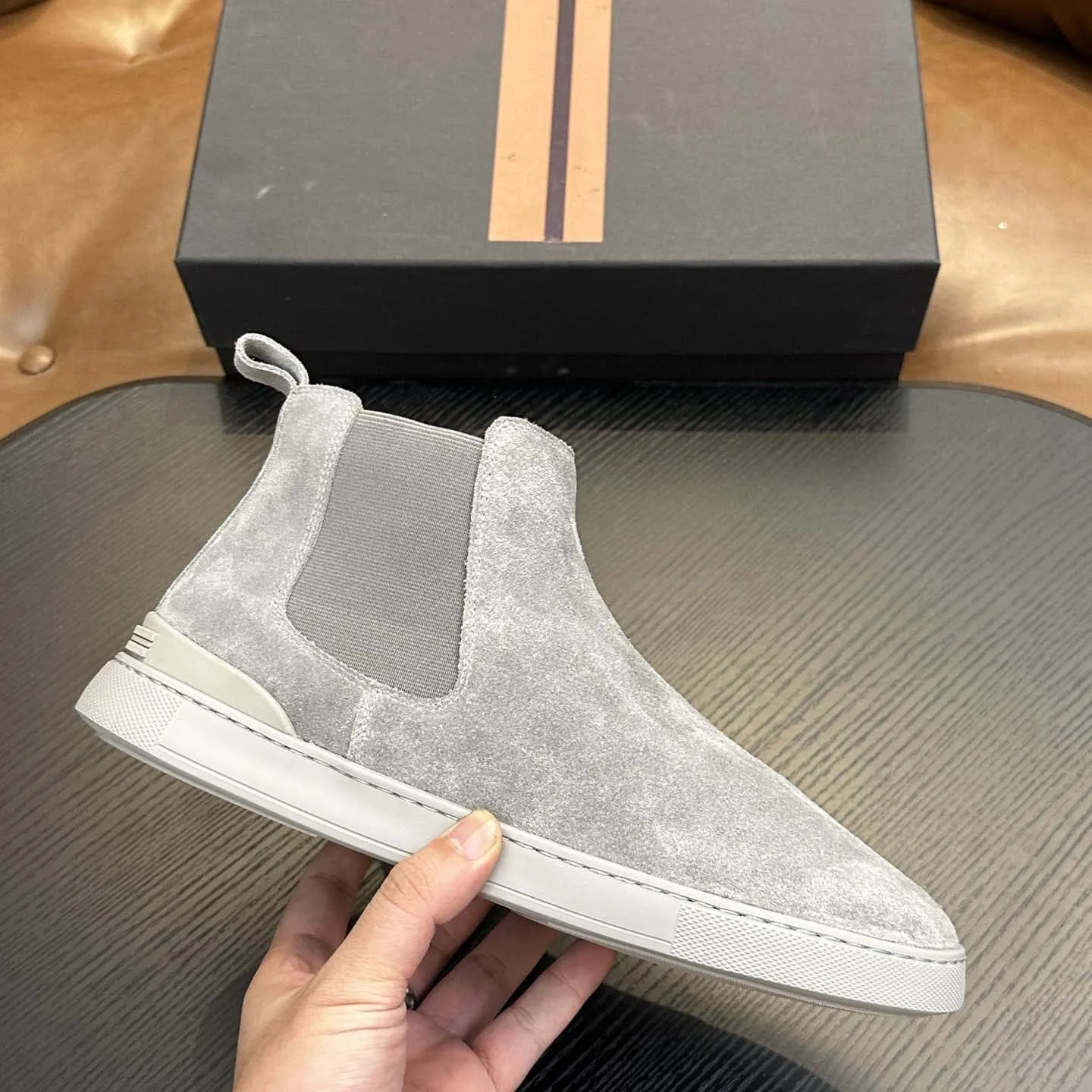 

Кожаные ботинки челси, мужские ботинки Briti Sle Thi Bot ort, ботинки-трубы, повседневная зимняя одежда с круглым носком и резиновой подошвой