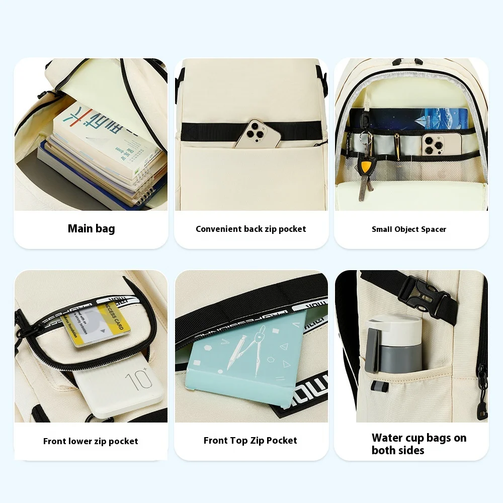 Mochila AOK informal y versátil para hombre, conjunto de dos piezas, desmontable, mochila para estudiantes universitarios de secundaria, mochila de viaje para mujer