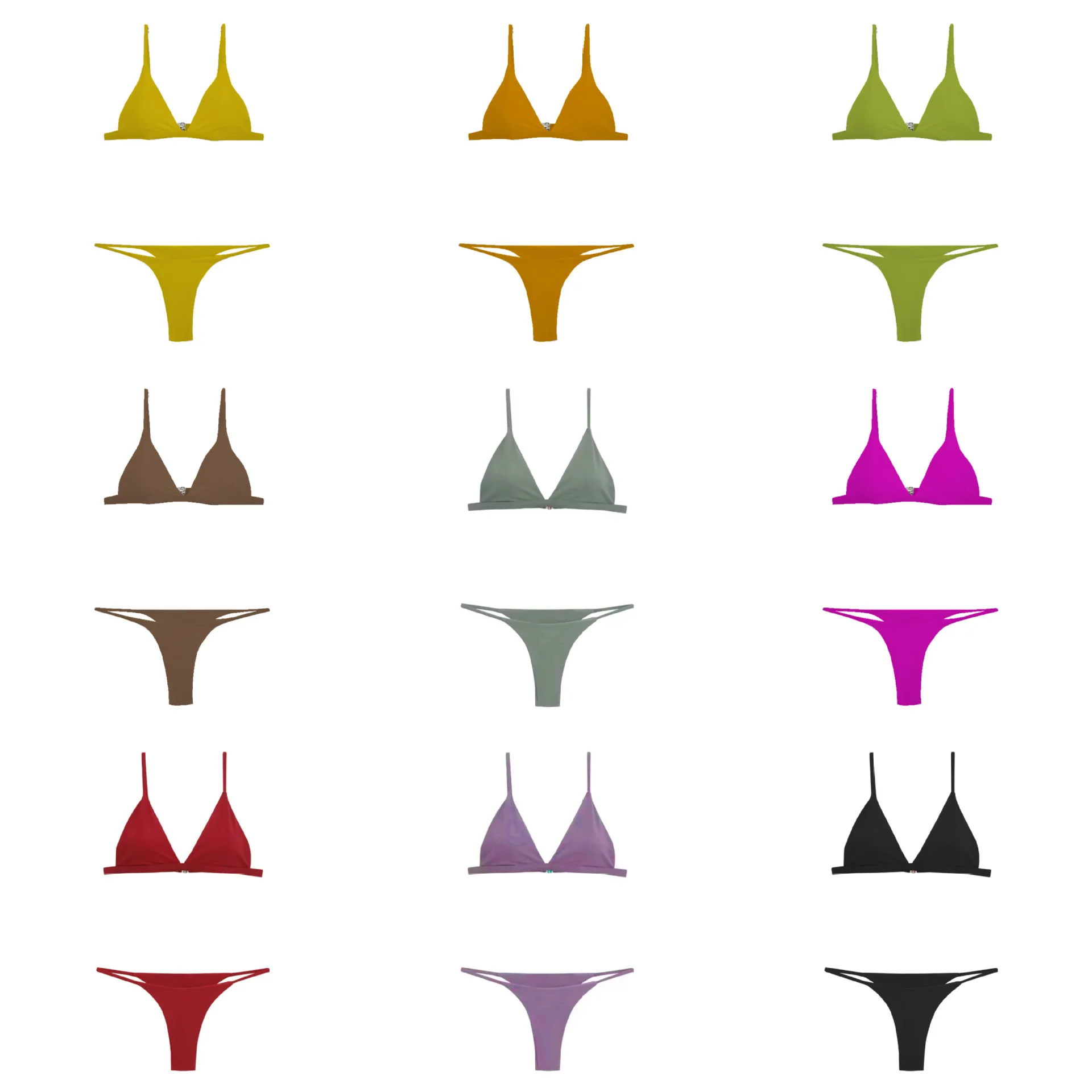 Roupa de banho 2024 mulher moda feminina biquíni cor sólida banho sem costas sexy tankini duas peças primavera quente maiô M-XL