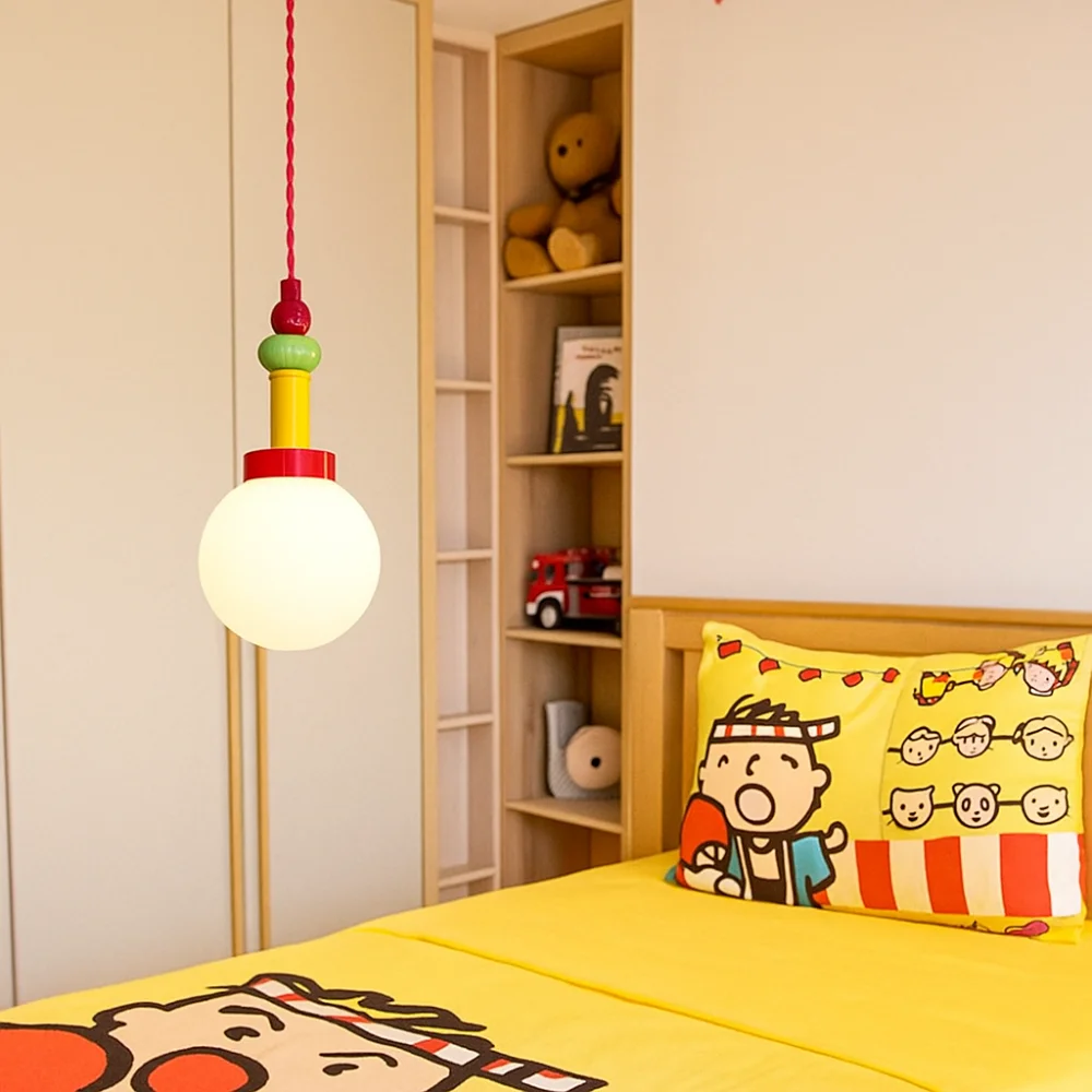 

Ball Glass Colorful Pendant Light Red Yellow Blue Modern Glass Lampshade G9 Bulb Macaron Design Nordic Ceiling Lamp Dining Table