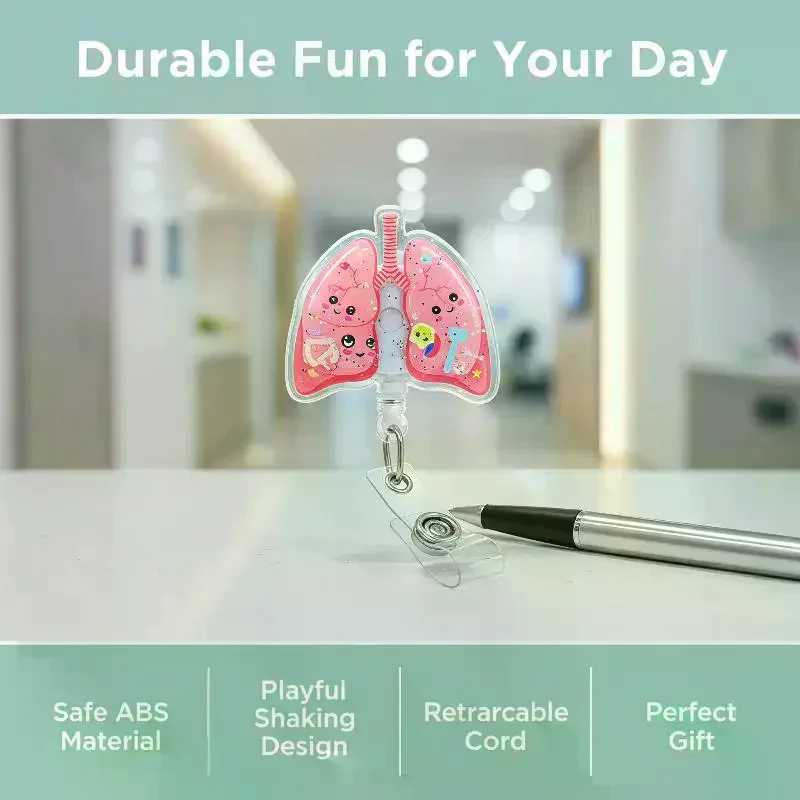 New Design 1 Piece Shaker Acrylic Retractable Nurse Badge: 1Pcs Reel Anime Heart Lung Teeth Doctor Name Tag