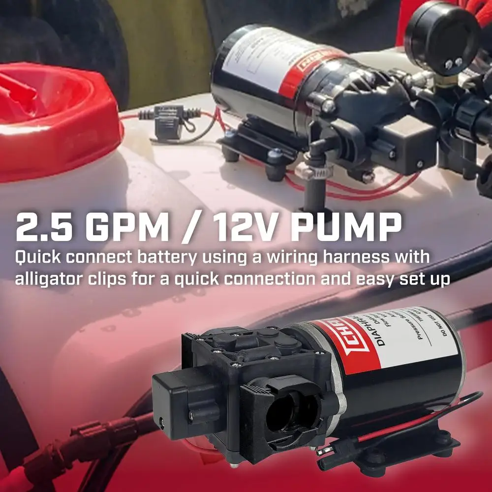 40-Gallon Agriculture Farming Tank Sprayer 2-Nozzle Boom 2.5 GPM Pump Chemical-Resistant Translucent Poly Tank Easy Mount