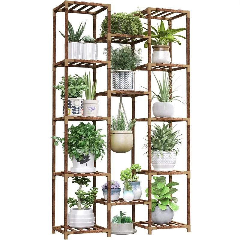 Tall Plant Stand Indoor Outdoor, 13 Tier Large Plant Shelf Rack Holder for Multiple Plants, Flower Stand for Hanging Planters