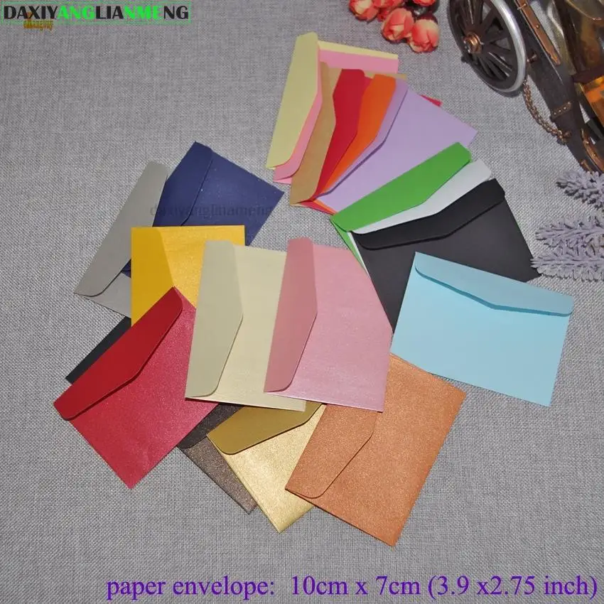 100Pcs/lot 10x7cm Colorful Mini Kraft Envelope Business VIP Card Small Wedding Party Invitation Card Paper Envelopes Office