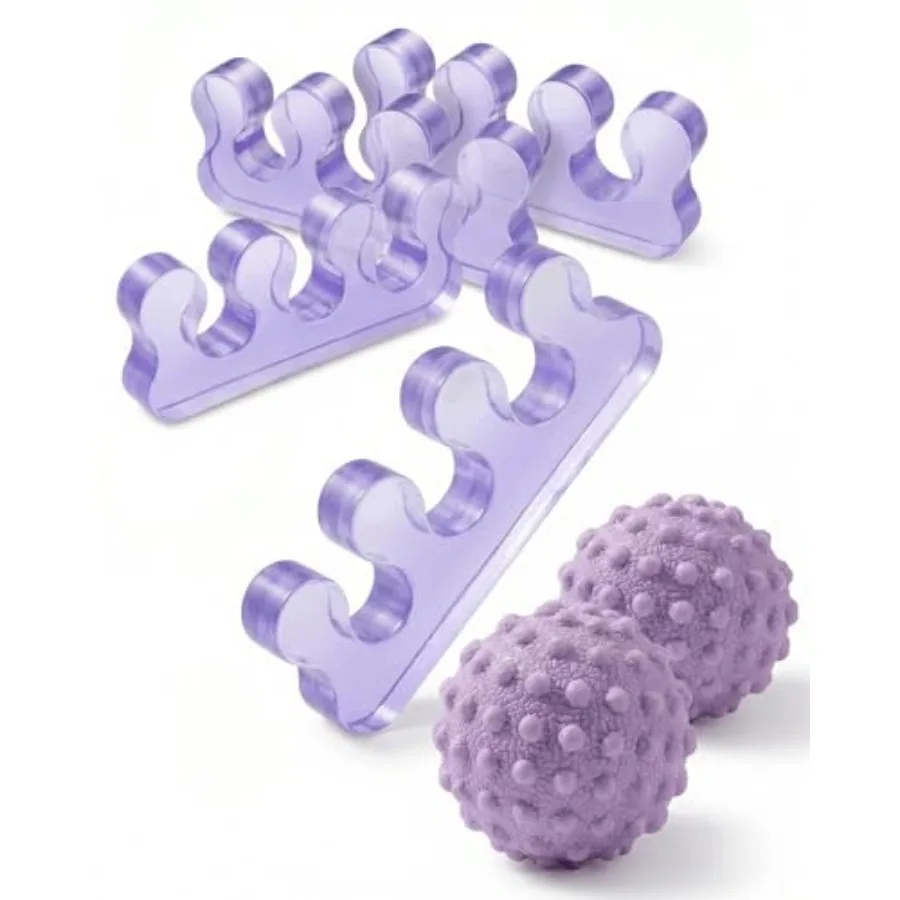 Kit de 4 Separadores de Dedos para Pies - 2 Pares de Separadores de Gel, 2 Bolas de Masaje, Relajación de Pies, para Bailarines, Corredores, Zapatos de Tacón Alto