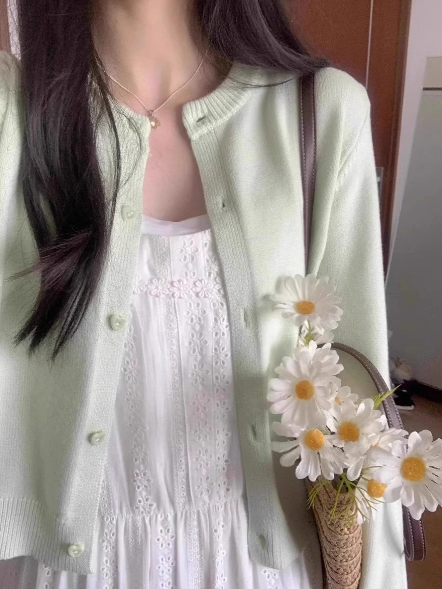 

Fre Melon een Long Sve вязаный кардиган женский ранняя весна новый Sle Chic круглый Ne верхняя одежда корейский свободный крой