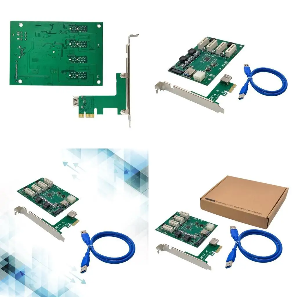 

96GE PCIe to PCI-E 4 Ports Desktop Extended Card 1X USB Extender Board Desktop PCIe Converter ASM1184E