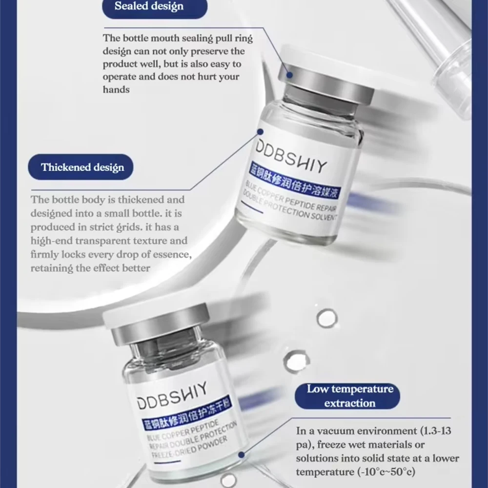 Blue Copper Peptide GHK-Cu Freeze-Dried Powder Ampoule Skin Booster Repair Acne Scars Anti-wrinkle Sensitive Skin Care