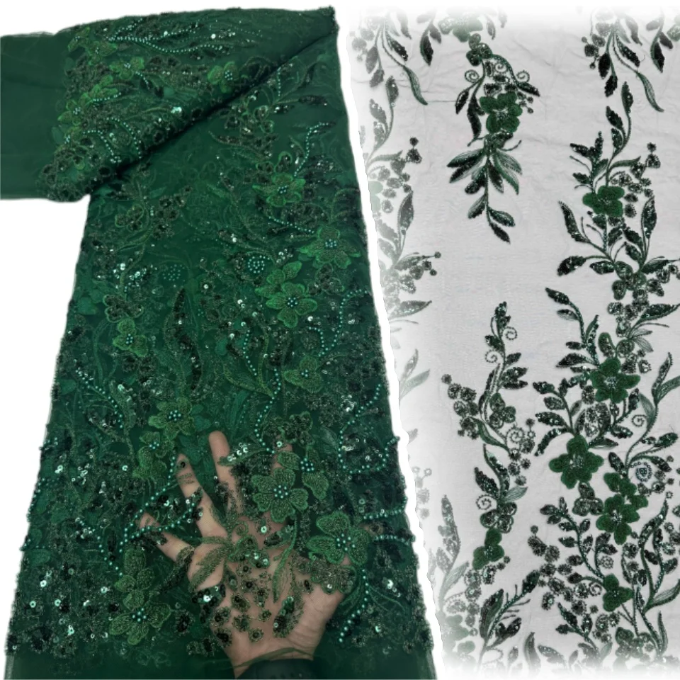 

Синяя африканская кружевная ткань с бисером для жениха, высококачественная нигерийская французская кружевная ткань с пайетками для свадебных и праздничных платьев 2026 года, 2243