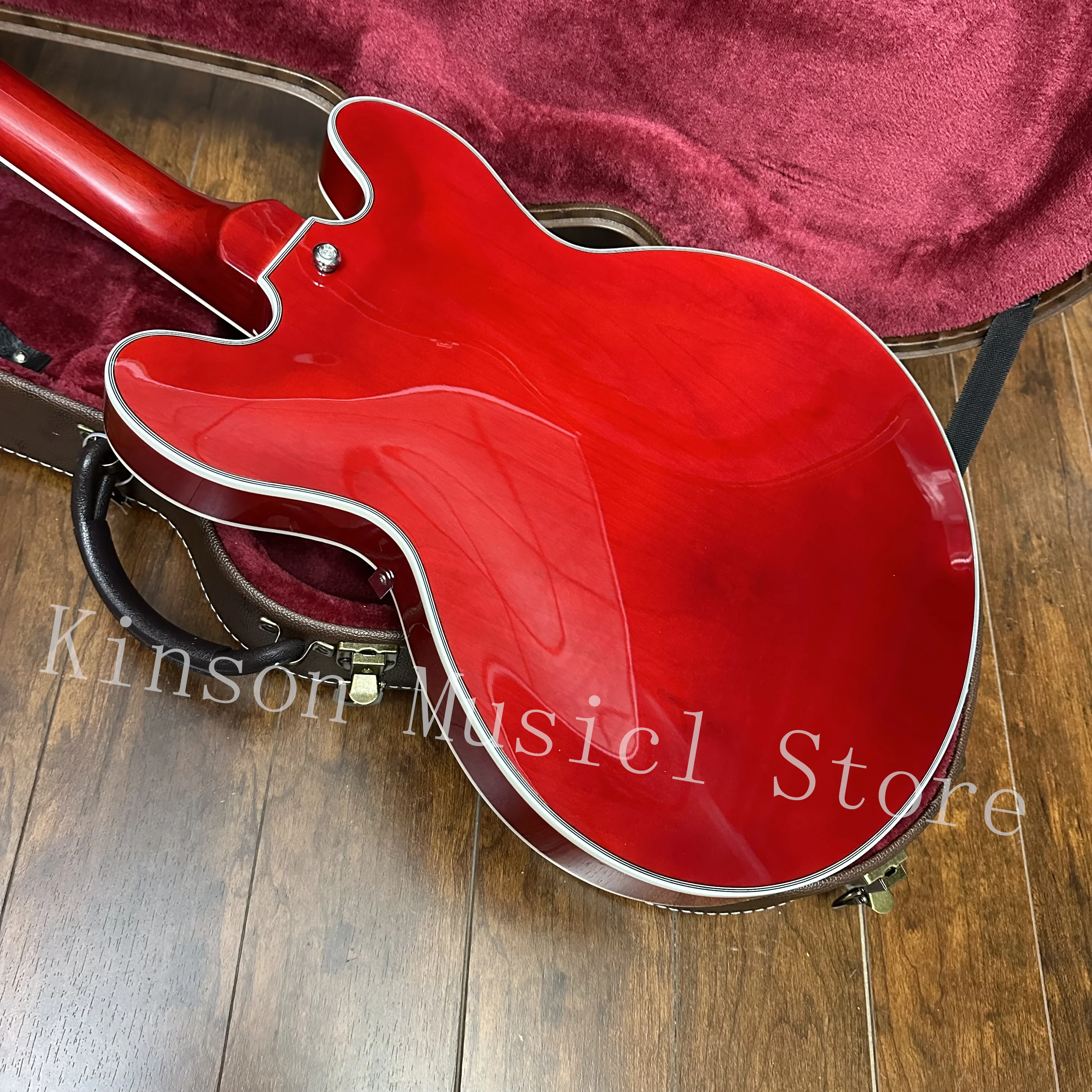 Cherry red  Semi-Hollow Body  Electric Guitar,Chrome Hardware，Fast Shipping