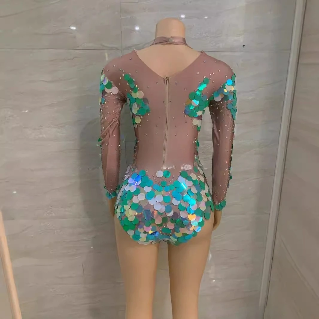 Costume Show Nightclub Super Shiny Diamond Hollow Sexy Onesie Stage Mermaid High Fork Vestidos De Festa Luxo Vestidos Brillantes