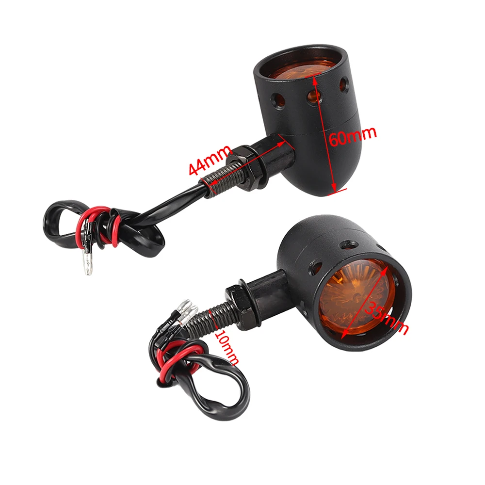 1 Pair Retro Bullet Motorcycle Turn Signals Indicator Blinkers Amber Light 10mm for Kawasaki Yamaha Honda Custom Bobber