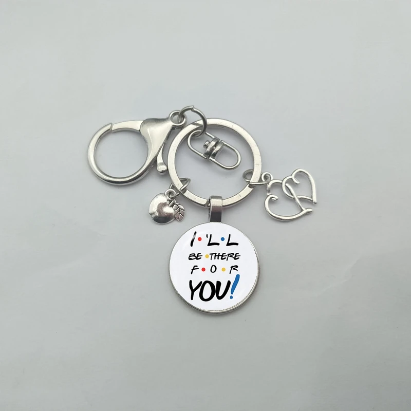 Friends TV Show Keychain 25th Anniversary Series Cartoon Fun Pattern 25mm Glass Cabochon Key Ring Keyholder For Good Friend Gift