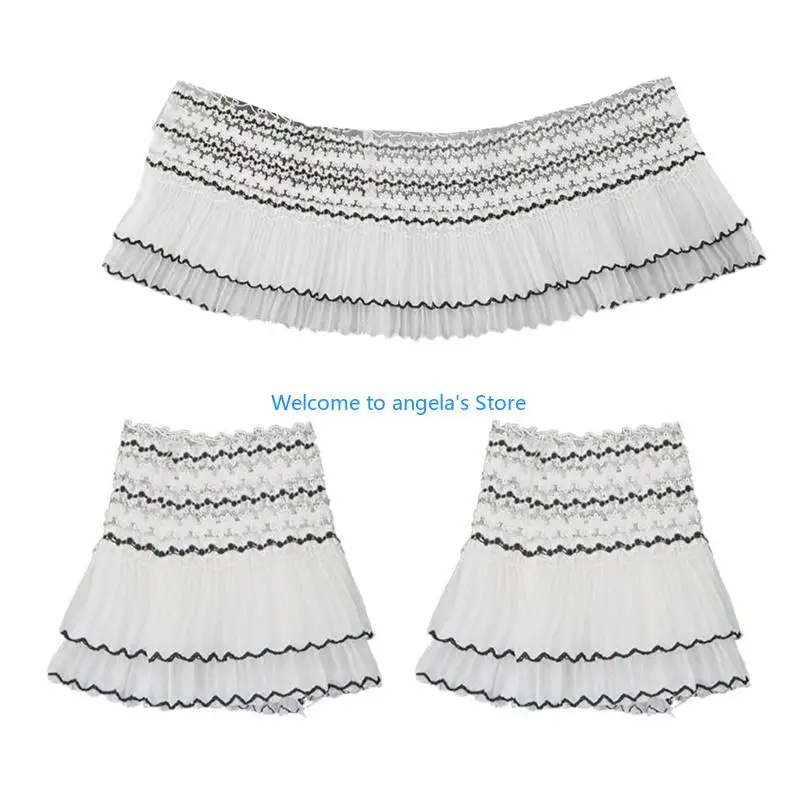 X4YC زخرفة دانتيل مفصلة للخادمة مزين بالدانتيل على الطراز القوطي، ملابس يومية متينة