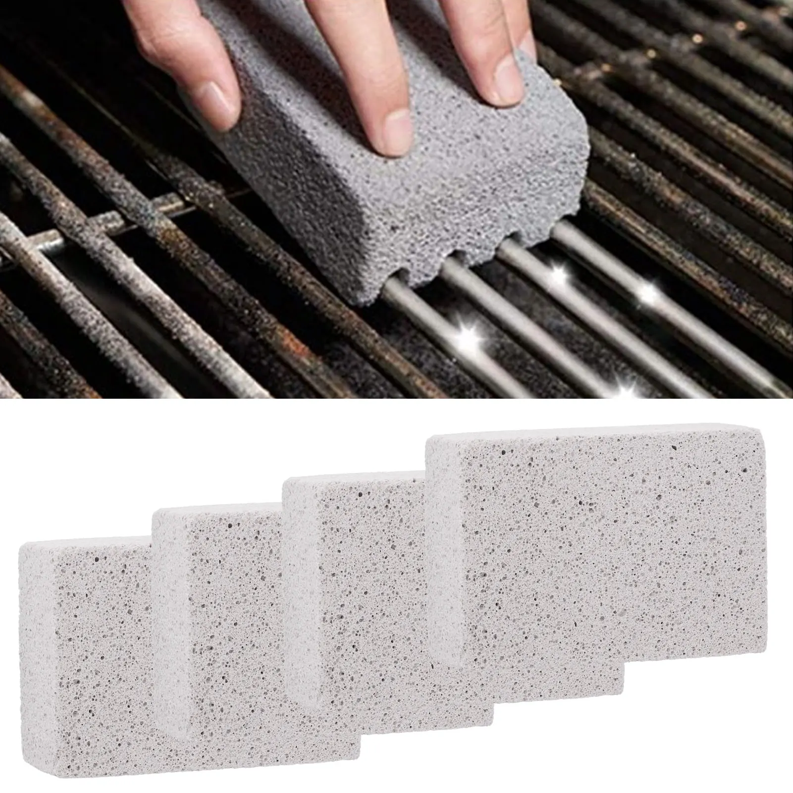 4Pcs Barbecue Grill Cleaning Brick Block Stains Grease Cleaner Stone Kitchen Accessory BBQ Grill Clean Stone Cleaning Block