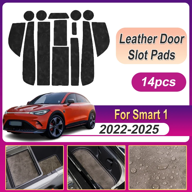 

For Smart 1 Accessories 2022-2025 2024 Smart #1 Leather Anti-Slip Cup Mat Gate Slot Pad Door Protection Pad Mat Water Proof Part