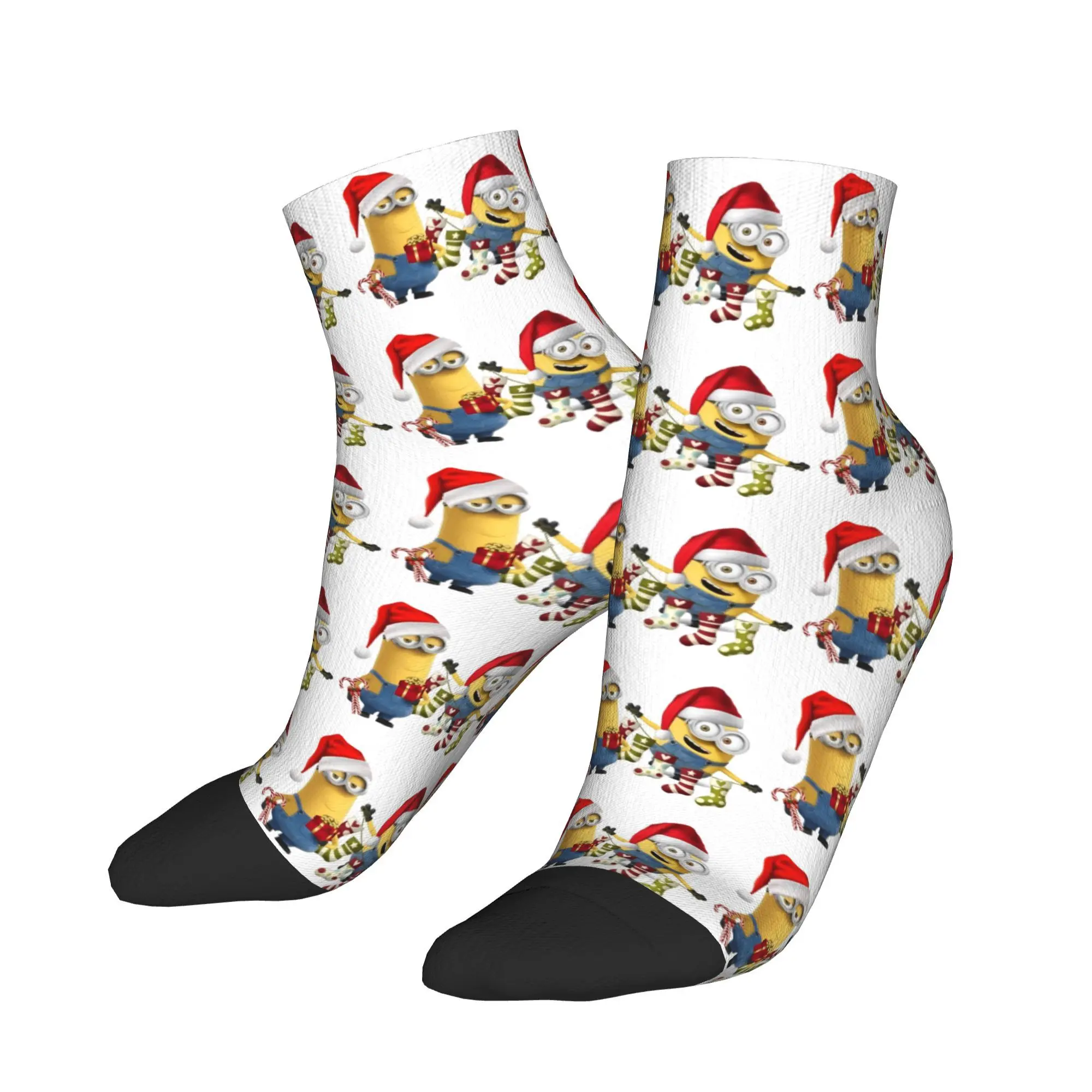 

Christmas Cute Minions Cartoon Socks Summer Yellow Big Eyes Ankle Socks Leisure Men's Comfort Soft Socks Climbing Non Skid Socks