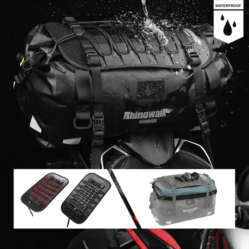 Imagen 2 del producto Rhinowalk-Bolsa de asiento trasero para motocicleta, 20/40L, impermeable, Motor seco, bolsa de sillín trasera grande, mochila, equipaje para viaje de larga distancia