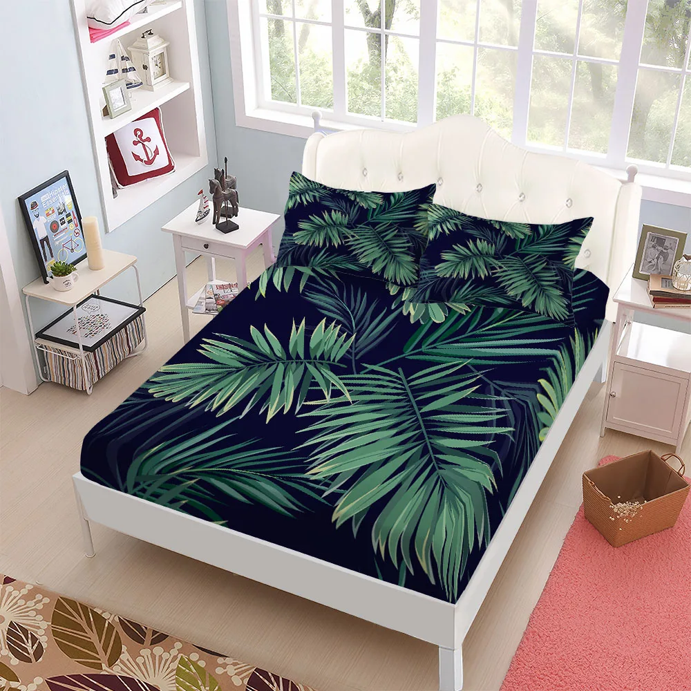 Botanical Mushroom Fitted Sheet Set King Queen Double Full Size Bed Linen Set