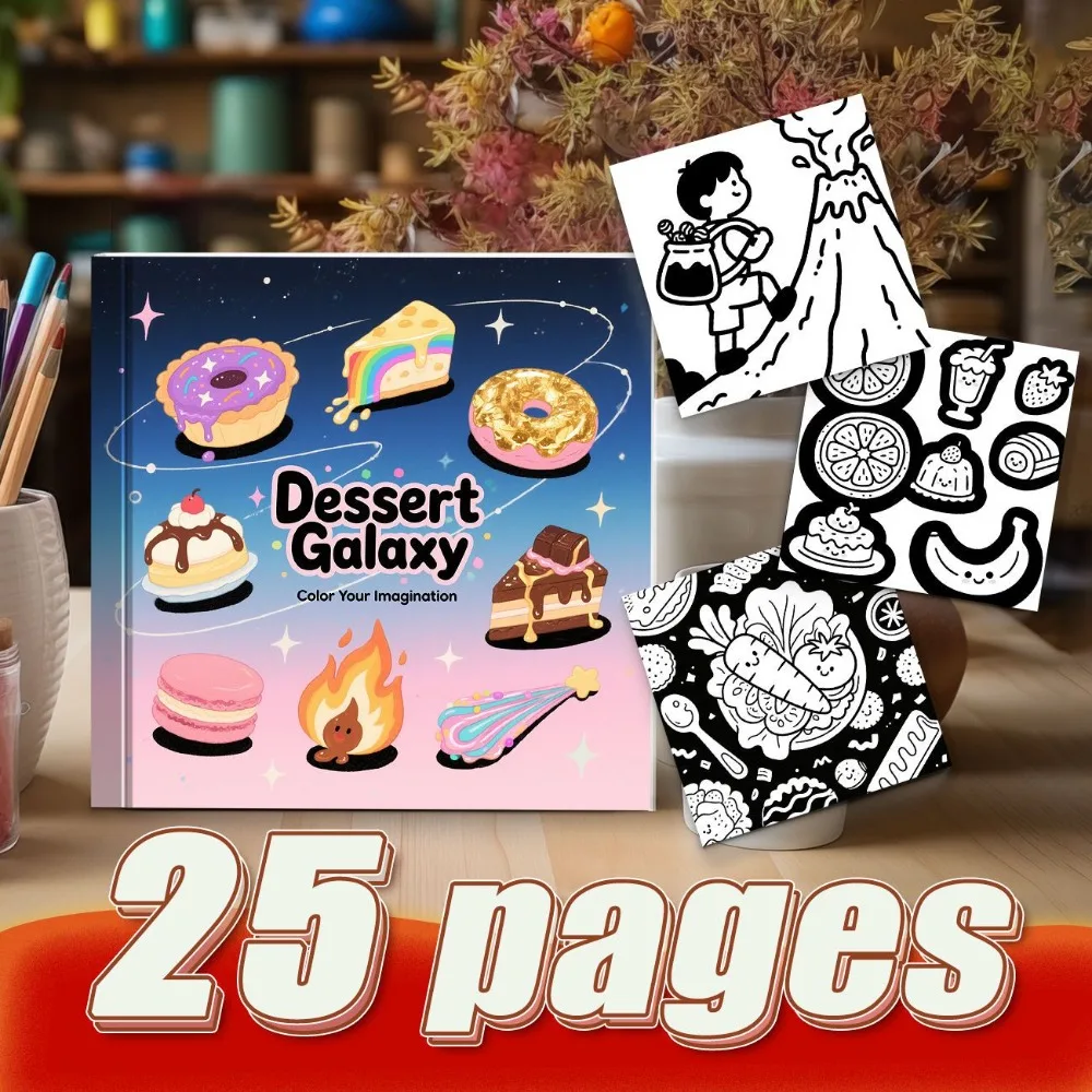 

Art Practice Original Food Simple Line Creative Coloring Book Campus Handicraft Unique Food Shape Pattern Design