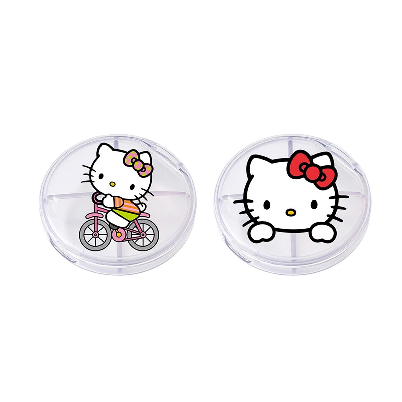 Sanurgente Kuromi Hello Kitty My Melody Boîte à pilules 4 grilles, mini pilulier en plastique portable, boîte à médicaments de poche, étui à pilules pour la maison